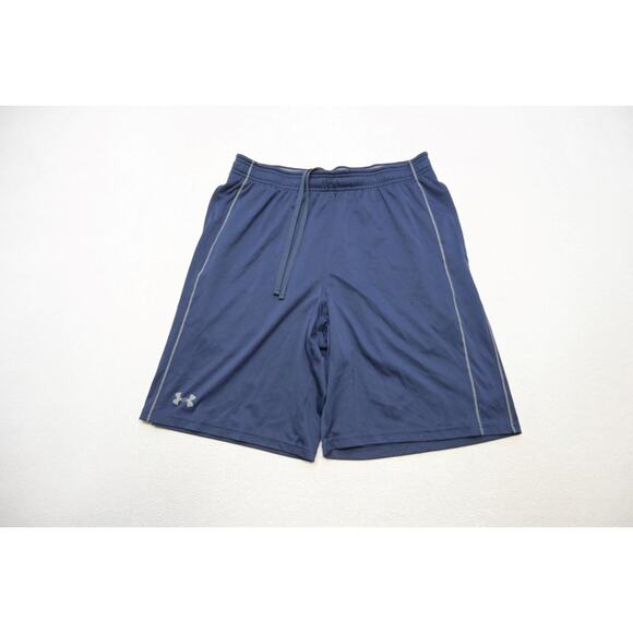Under Armour Gym Shorts HeatGear Performance Blue W/Pockets 10" INS Mens Large - Picture 1 of 6